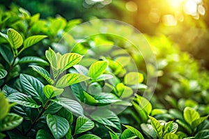 Nature of green leaf in garden at summer. Natural green leaves plants using as spring background cover page greenery environment photo
