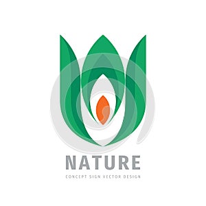 Nature green leaves concept business logo design. Ecology environmental sign. Health care icon.