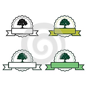 Nature Green Oak Tree Sticker Badge Emblem Logo