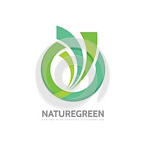 Nature green - vector business logo template concept illustration. Abstract circle and leaves shapes creative sign. Design element