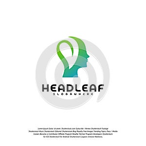 Nature Head science logo vector, Head intelligence logo designs concept vector