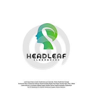 Nature Head science logo vector, Head intelligence logo designs concept vector