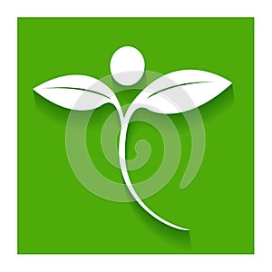 Nature healthy leaf people icon flat logo vector on green logo vector