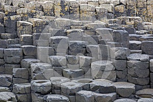 The nature hexagon stones at the beach called Giant`s Causeway, the landmark in Northern Ireland