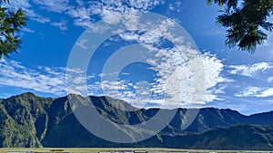 Nature hill and beautiful sky around the Bromo mountain in the morning