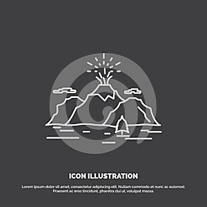 Nature, hill, landscape, mountain, blast Icon. Line vector symbol for UI and UX, website or mobile application