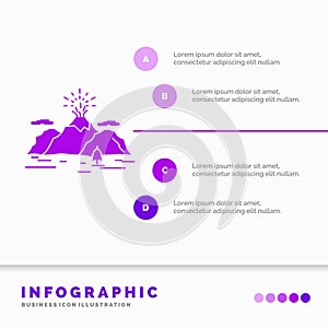 Nature, hill, landscape, mountain, blast Infographics Template for Website and Presentation. GLyph Purple icon infographic style