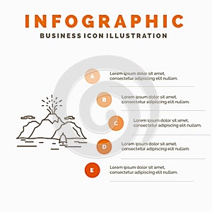 Nature, hill, landscape, mountain, blast Infographics Template for Website and Presentation. Line Gray icon with Orange