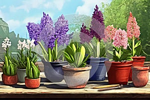 Nature hyacinth pot. Generate Ai