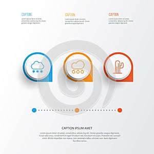 Nature Icons Set. Collection Of Snowstorm, Cactus, Rain And Other Elements. Also Includes Symbols Such As Plant, Desert