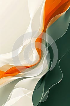 nature-inspired abstract art, white, orange, and green swirls on a black canvas mimic water movements, evoking natures