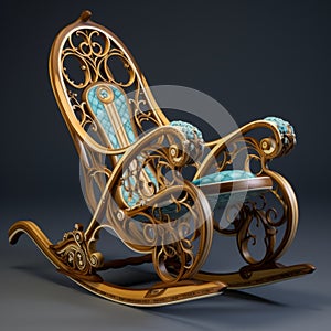 Nature-inspired Art Nouveau Ornate Rocking Chair 3d Model