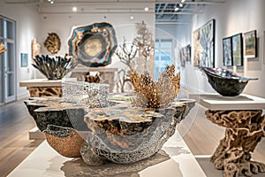 Nature-Inspired design. a museum filled with lots of sculptures and paintings photo