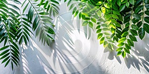 Leaf Shadow and Light on Wall Background photo