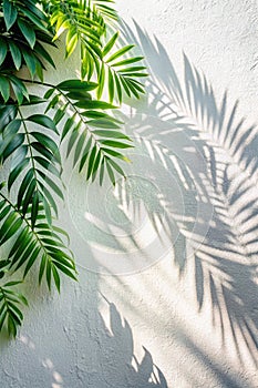 Leaf Shadow and Light on Wall Background photo
