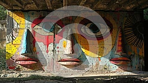 nature-inspired graffiti, vibrant graffiti on a raw wall, nature merging with city life in artistic expression