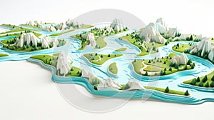 3d Landscape Map: Paper Cut Design Graphics Illustration photo