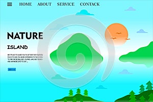 Nature landing page web template with beautiful view