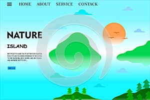 Nature landing page web template with beautiful view photo