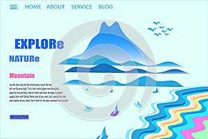 Nature landing page web template with lake and beach view