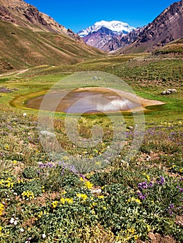 Nature landscape with Aconcagua, Argentina photo