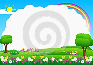 Nature landscape background with funny design suitable for kids