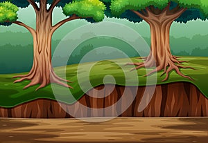 Nature landscape background with tree