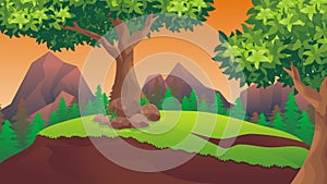 Nature landscape, cartoon game background