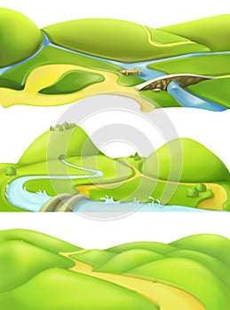 Nature landscape, cartoon game backgrounds
