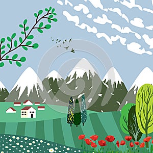 Nature and landscape, contemporary artistic poster