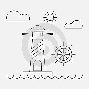 Nature Landscape Icons,Thin Line Style.Vector Illustration