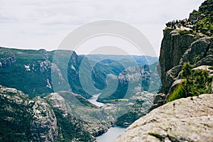 Nature landscape of Lysefjord and mountains from Preikestolen in