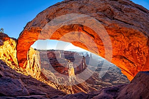 Nature landscape of Mesa Arch in Canyonlands National Park, Utah, USA