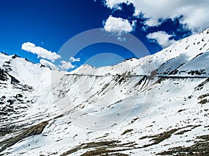 Nature Landscape with mountain background along the highway in Leh Ladakh, India