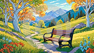 Nature landscape scenic valley park bench outdoor recreation enjoyment