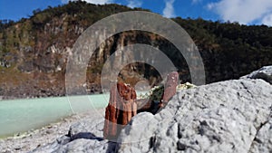 Nature landscape on the sulfure rock mountain