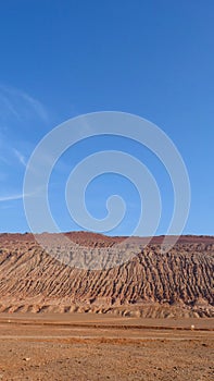 Nature landscape view of the Flaming Mountain in Turpan Xinjiang Province China