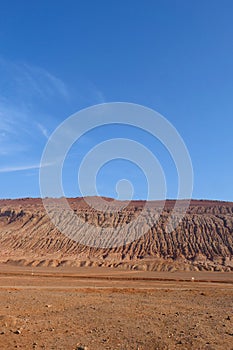 Nature landscape view of the Flaming Mountain in Turpan Xinjiang Province China