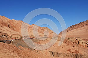 Nature landscape view of the Flaming Mountain Valley in Turpan Xinjiang Province China