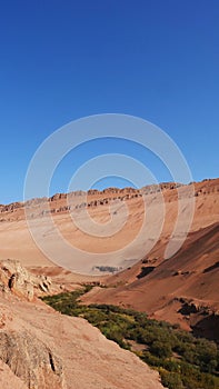 Nature landscape view of the Flaming Mountain Valley in Turpan Xinjiang Province China