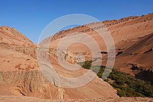 Nature landscape view of the Flaming Mountain Valley in Turpan Xinjiang Province China