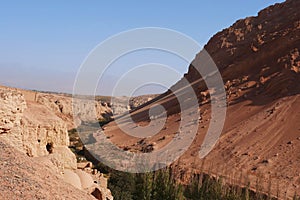 Nature landscape view of the Flaming Mountain Valley in Turpan Xinjiang Province China