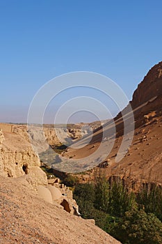 Nature landscape view of the Flaming Mountain Valley in Turpan Xinjiang Province China