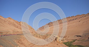 Nature landscape view of the Flaming Mountain Valley in Turpan Xinjiang Province China