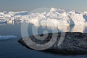 Nature and landscapes of Greenland or Antarctica. Travel on the ship among ices.