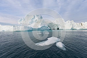 Nature and landscapes of Greenland or Antarctica. Travel on the ship among ices. Studying of a phenomenon of global warming Ices