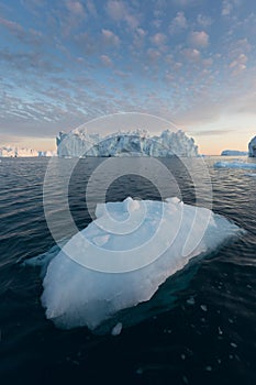 Nature and landscapes of Greenland or Antarctica. Travel on the ship among ices. Studying of a phenomenon of global warming Ices