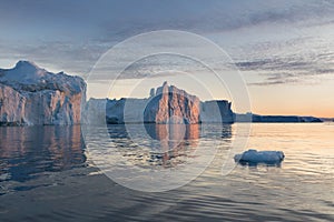 Nature and landscapes of Greenland or Antarctica. Travel on the ship among ices. Studying of a phenomenon of global warming Ices