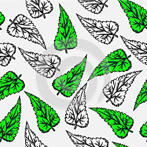 Nature leaf anomaly Seamless pattern with green color and cartoon