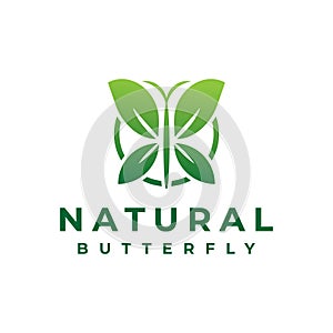 Nature leaf butterfly logo design